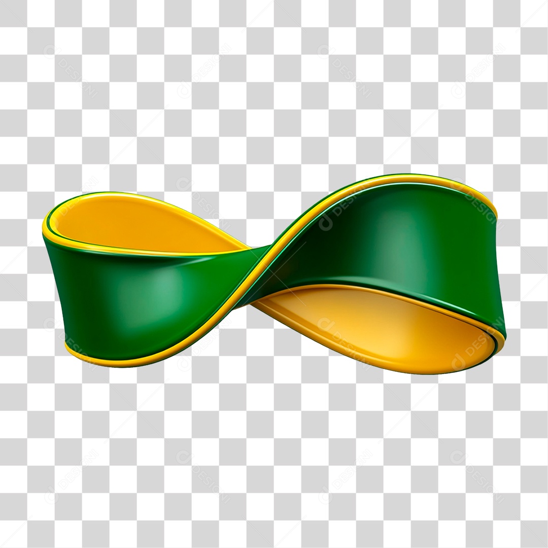 Elemento 3D Faixa Verde e Amarela PNG Transparente