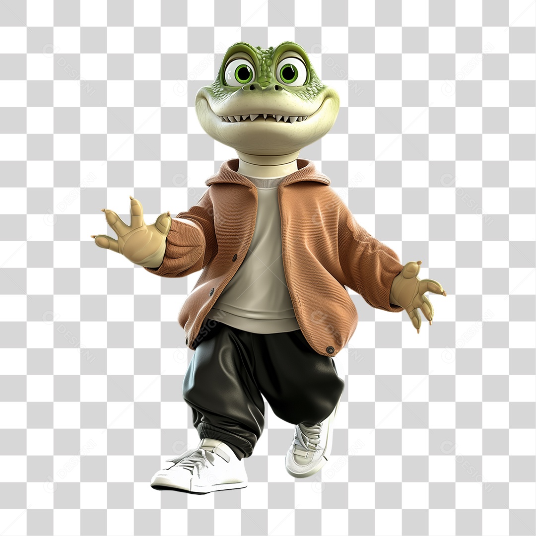 Personagem Mascote Jacaré PNG Transparente