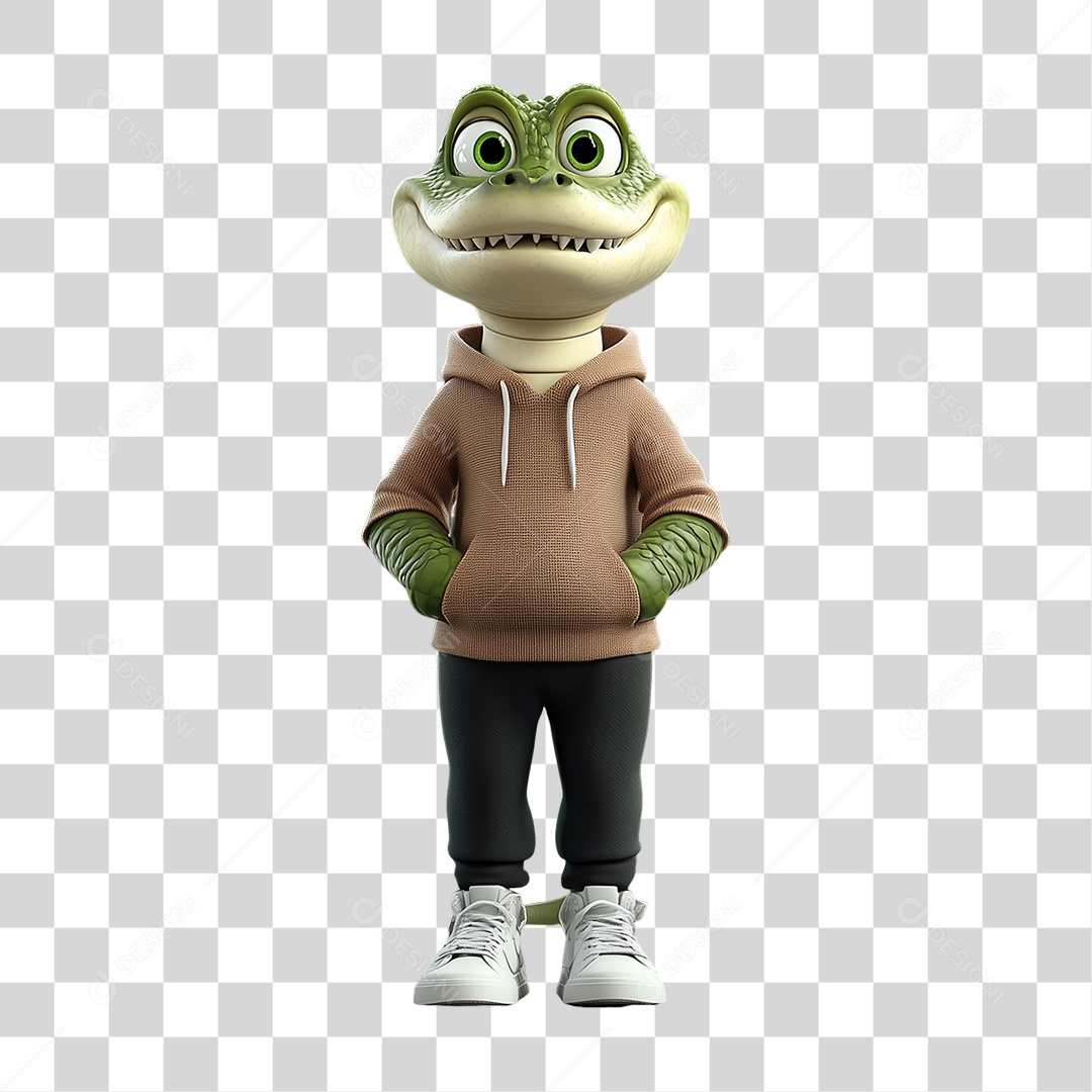 Personagem Mascote Jacaré PNG Transparente