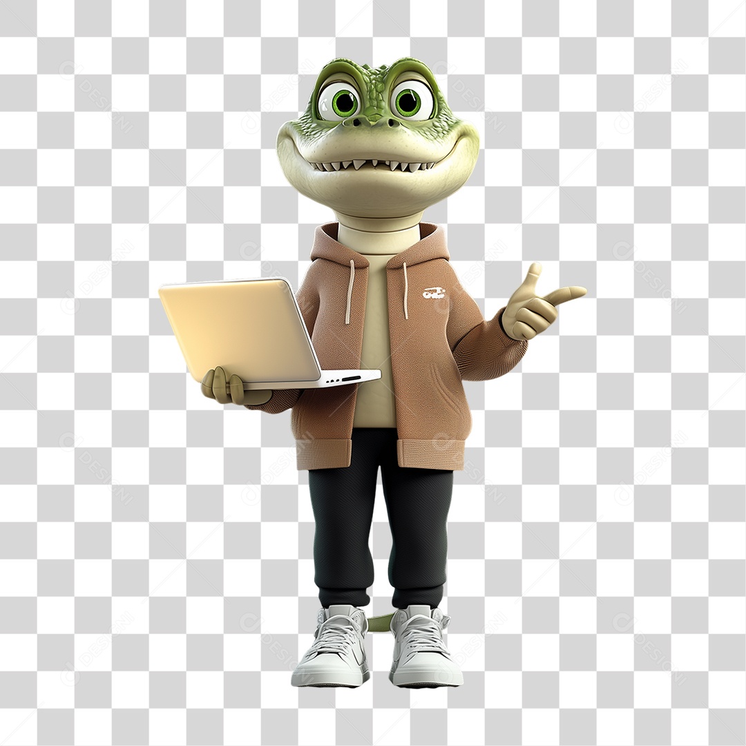 Personagem Mascote Jacaré PNG Transparente