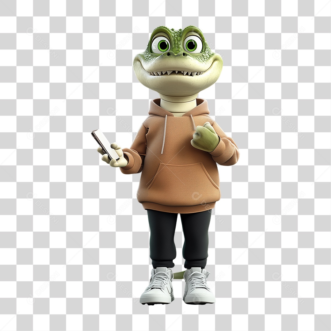 Personagem Mascote Jacaré PNG Transparente