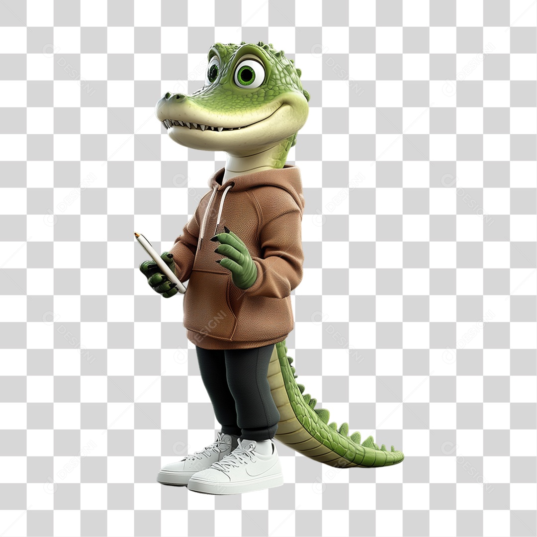 Personagem Mascote Jacaré PNG Transparente