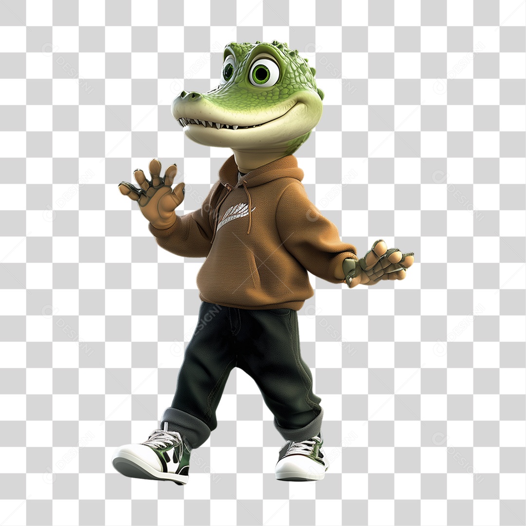 Personagem Mascote Jacaré PNG Transparente