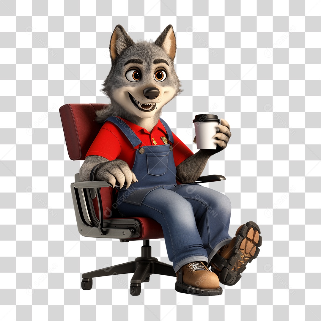 Personagem Mascote Lobo PNG Transparente