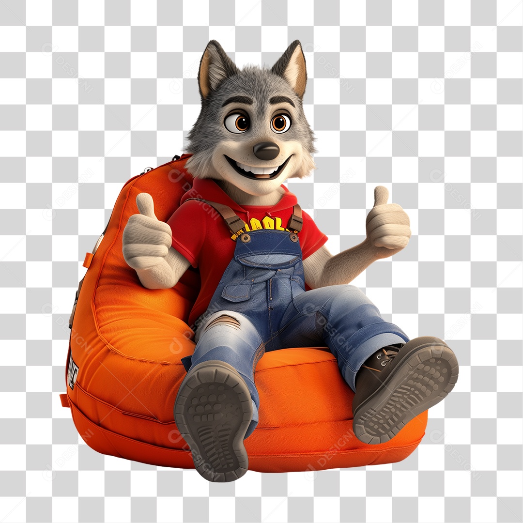 Personagem Mascote Lobo PNG Transparente