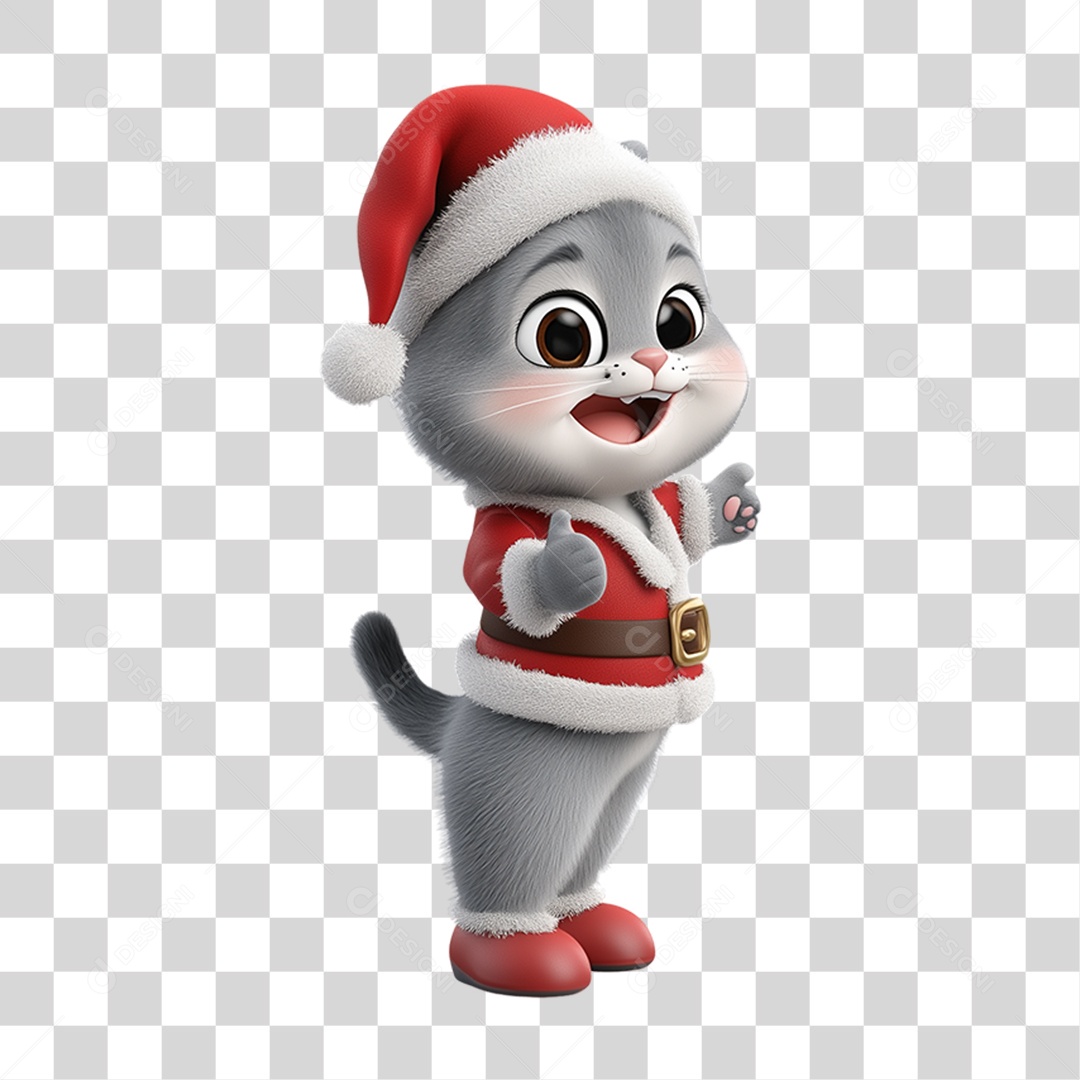 Gato Com Fantasia de Natal PNG Transparente