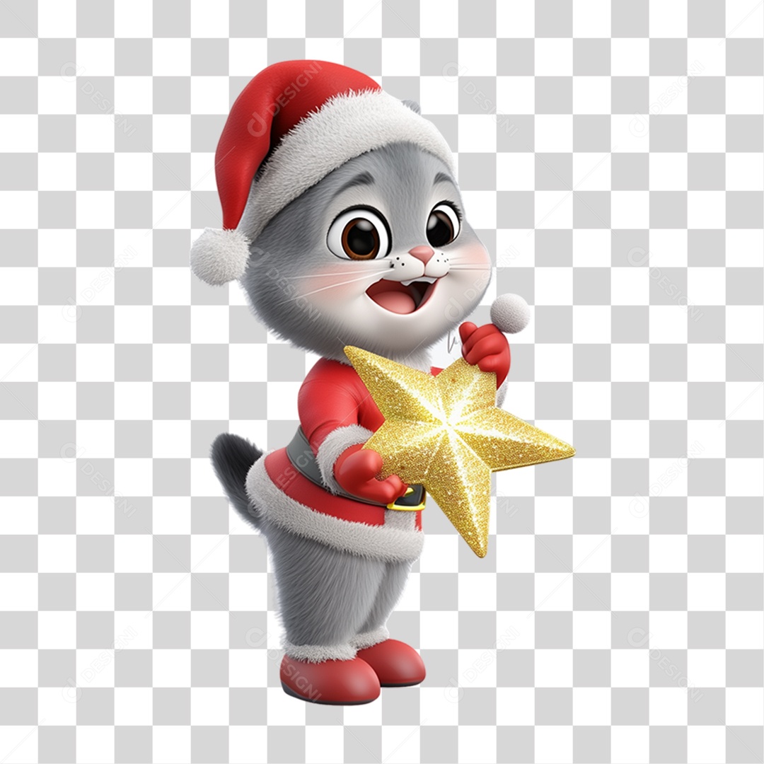 Gato Com Fantasia de Natal PNG Transparente