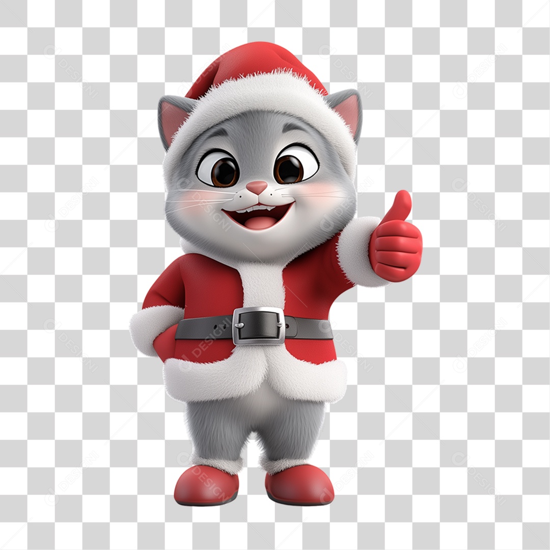 Gato Com Fantasia de Natal PNG Transparente