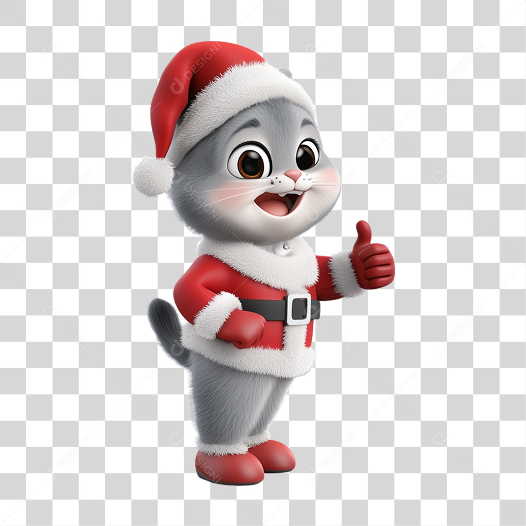 Gato Com Fantasia de Natal PNG Transparente