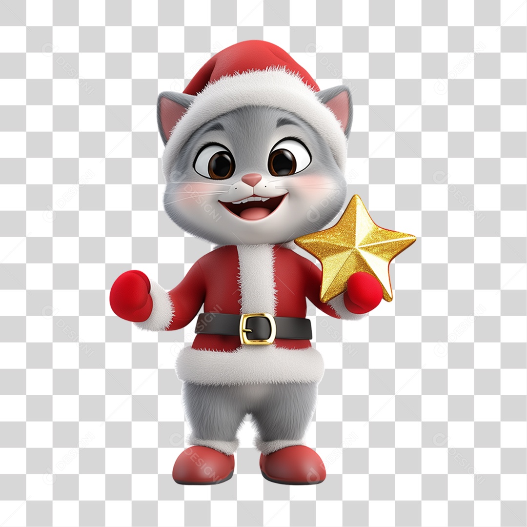 Gato Com Fantasia de Natal PNG Transparente