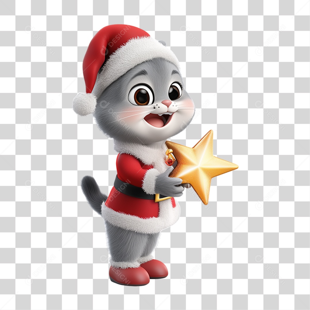 Gato Com Fantasia de Natal PNG Transparente