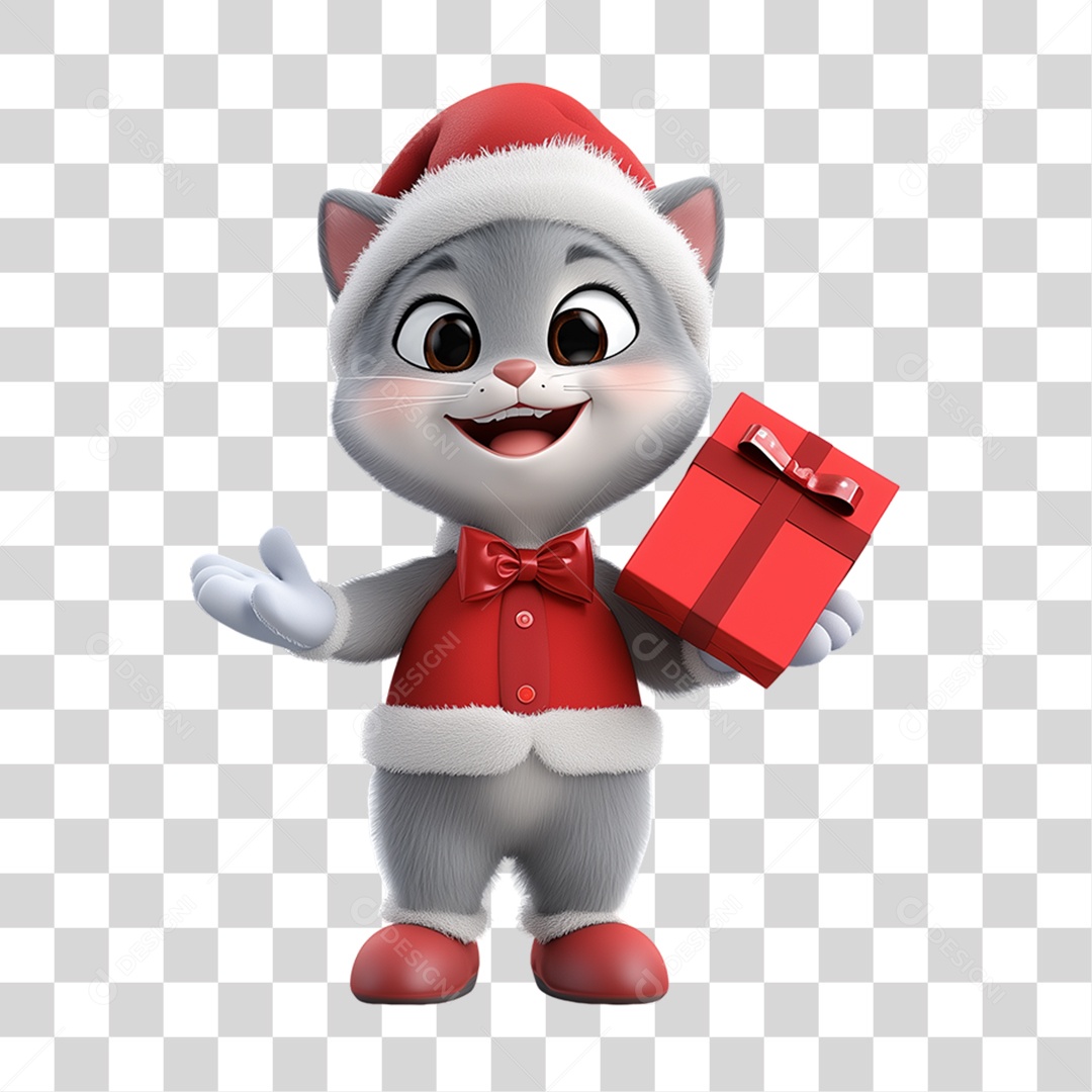 Gato Com Fantasia de Natal PNG Transparente