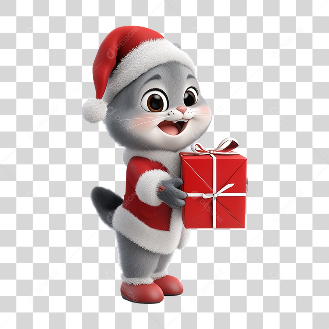 Gato Com Fantasia de Natal PNG Transparente