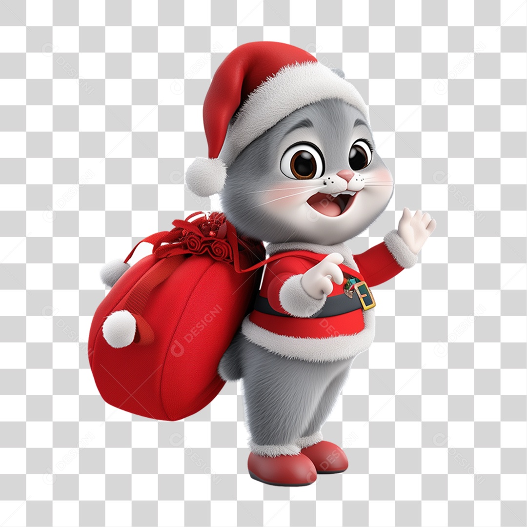 Gato Com Fantasia de Natal PNG Transparente