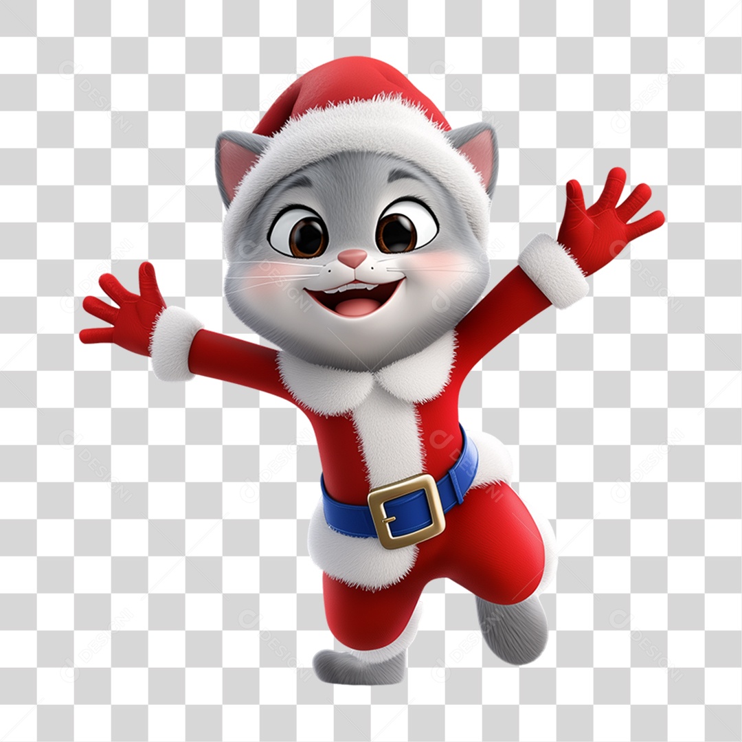 Gato Com Fantasia de Natal PNG Transparente