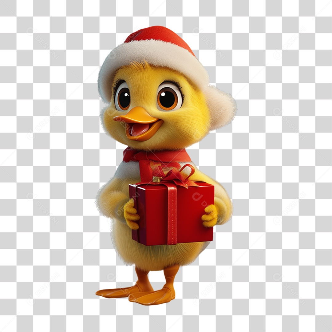 Patinho Com Fantasia de Natal PNG Transparente