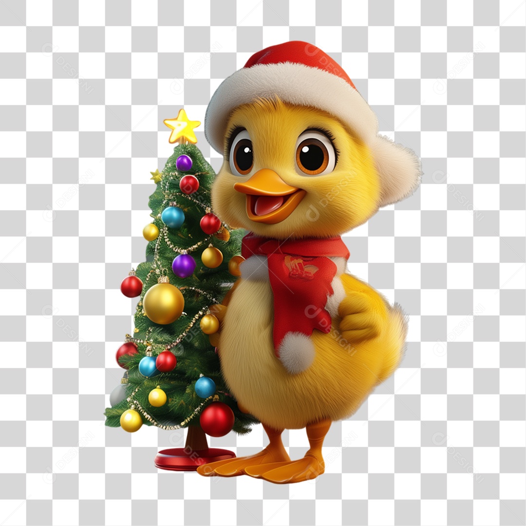 Patinho Com Fantasia de Natal PNG Transparente