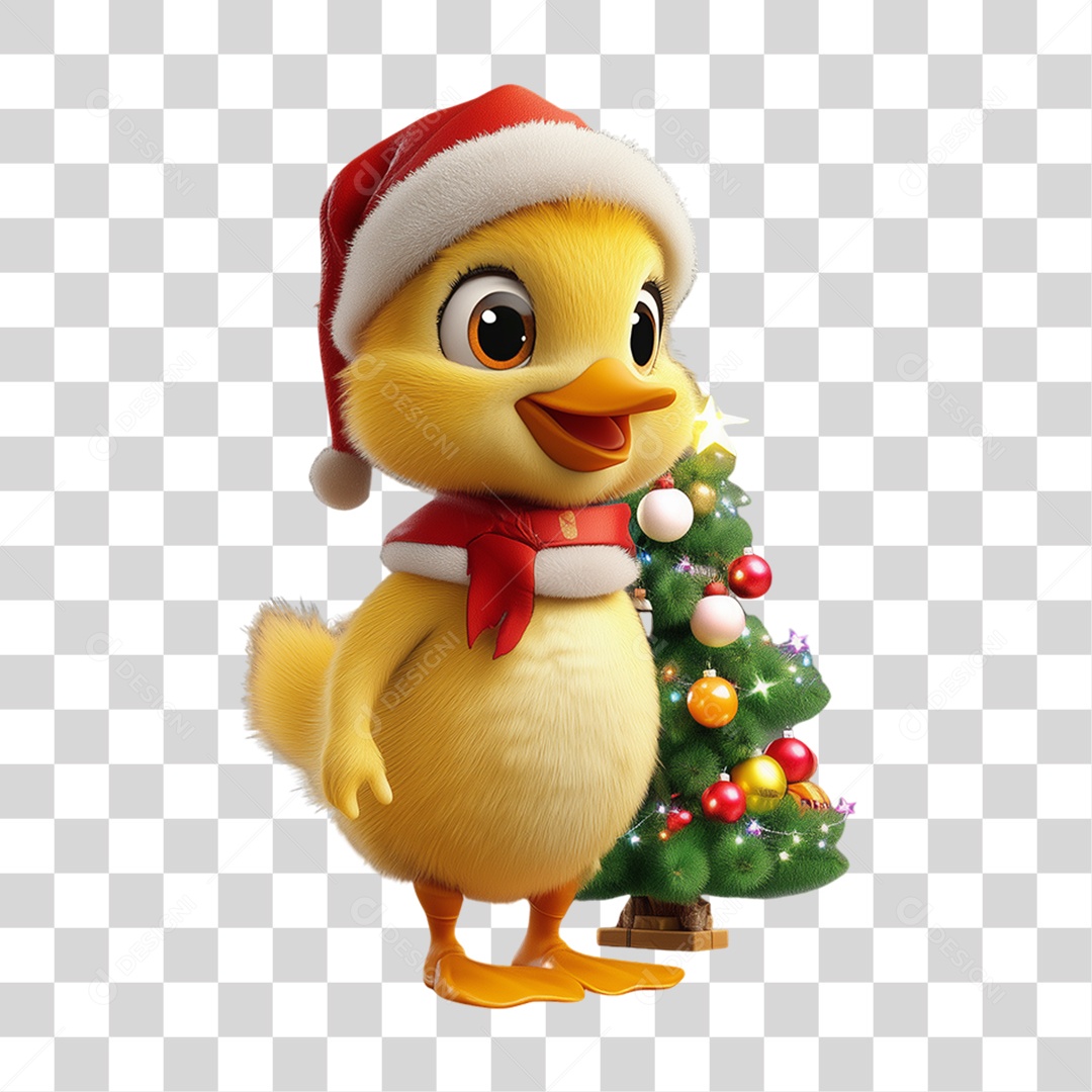 Patinho Com Fantasia de Natal PNG Transparente