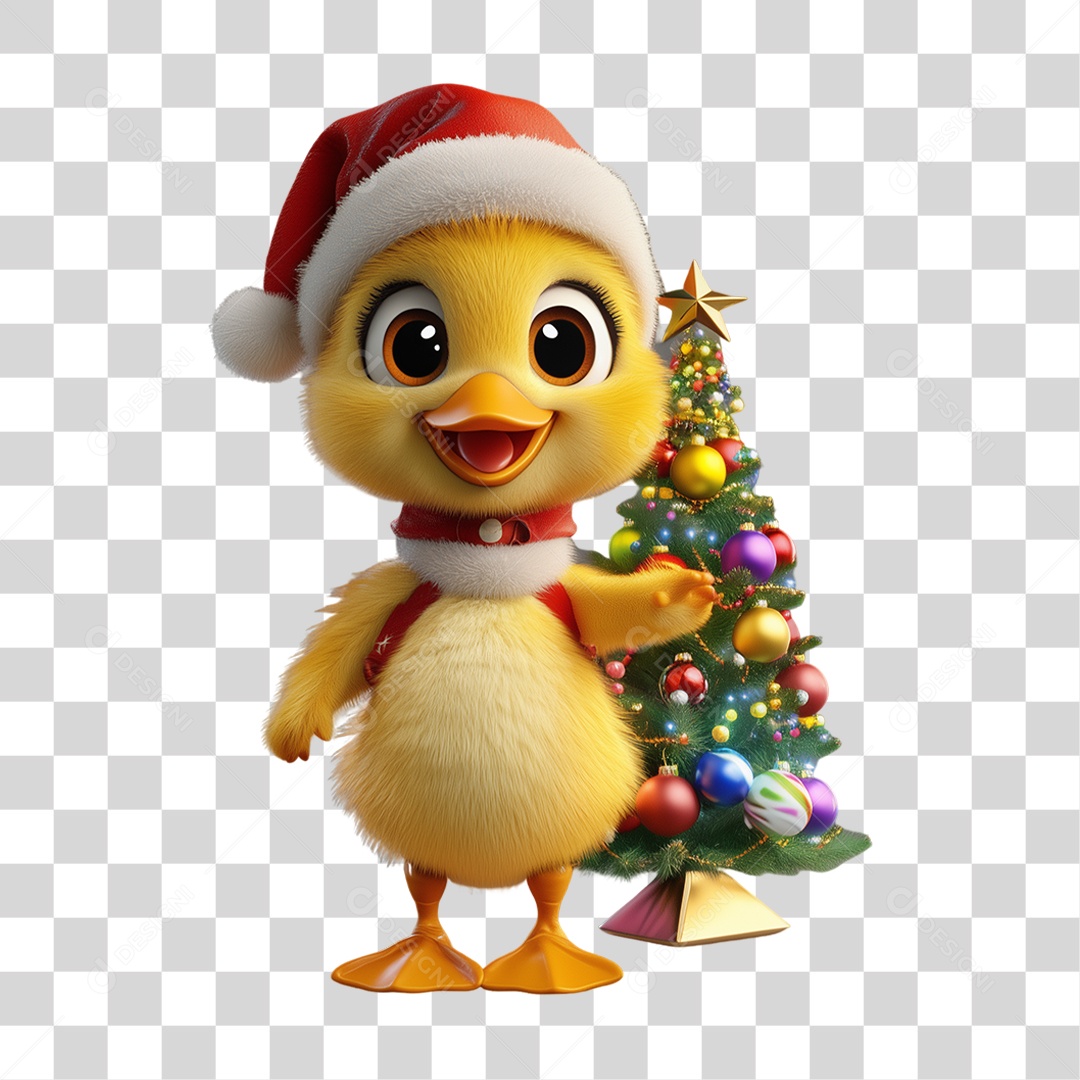 Patinho Com Fantasia de Natal PNG Transparente