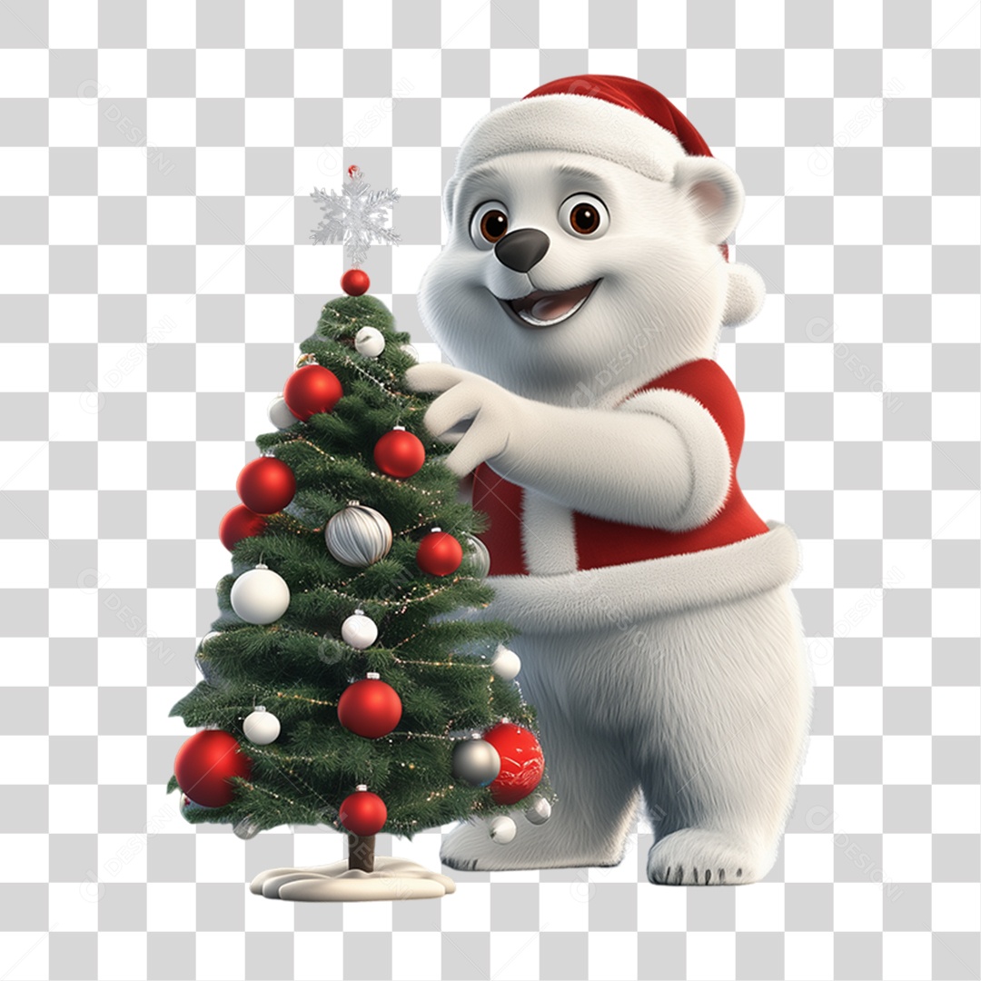 Urso Polar Com Fantasia de Natal PNG Transparente