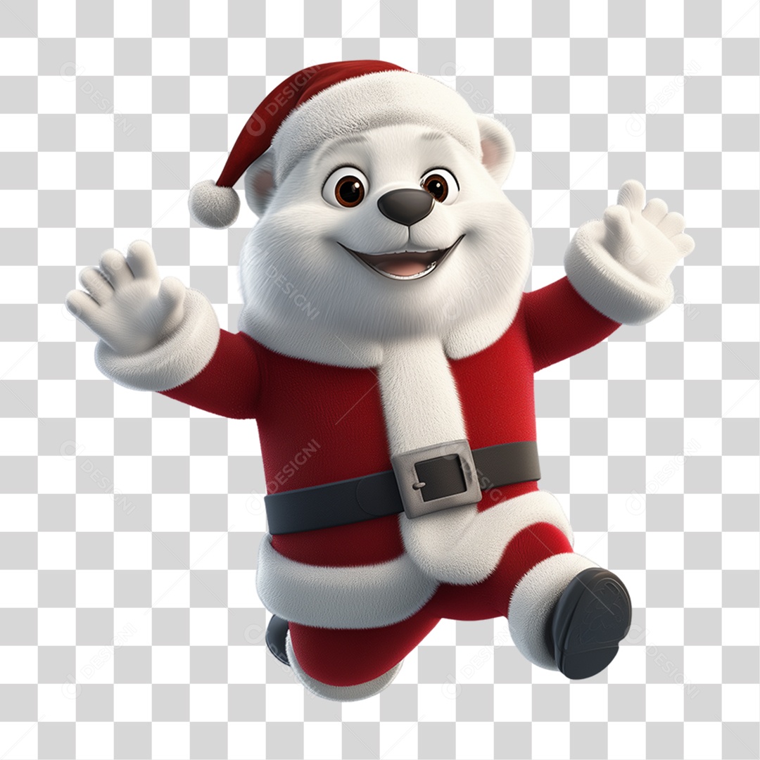 Urso Polar Com Fantasia de Natal PNG Transparente