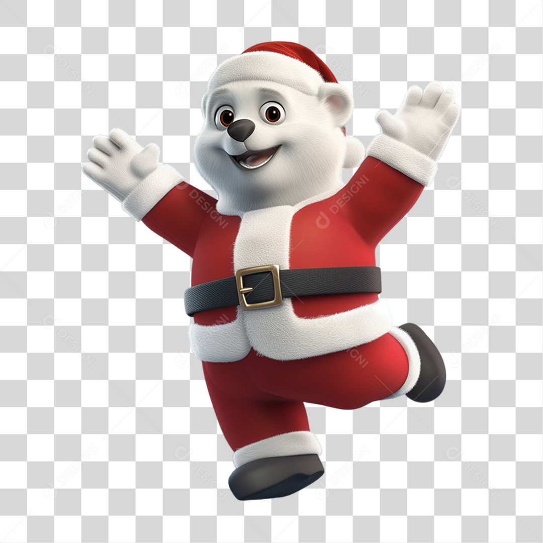 Urso Polar Com Fantasia de Natal PNG Transparente