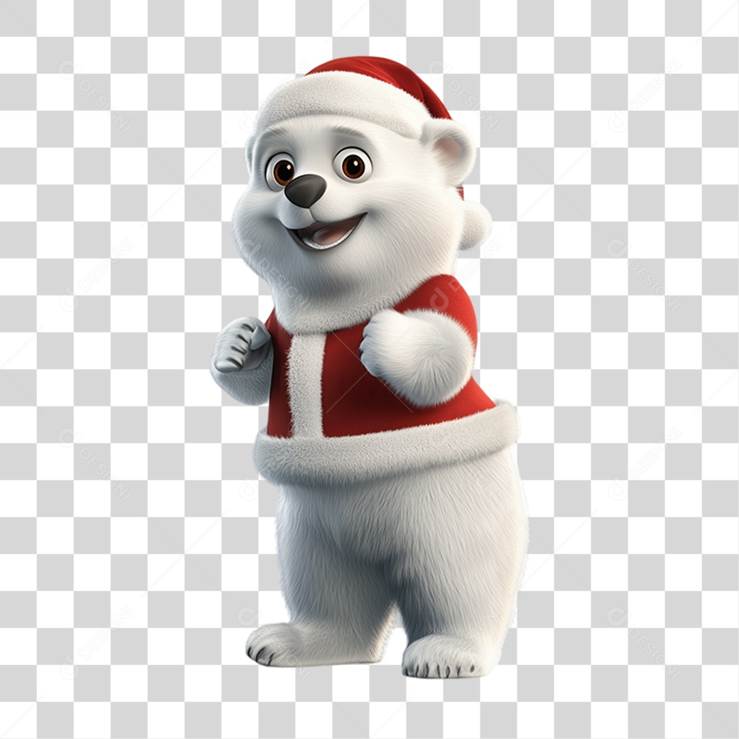 Urso Polar Com Fantasia de Natal PNG Transparente