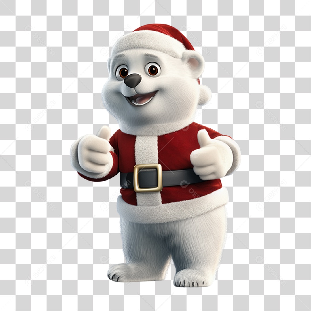 Urso Polar Com Fantasia de Natal PNG Transparente