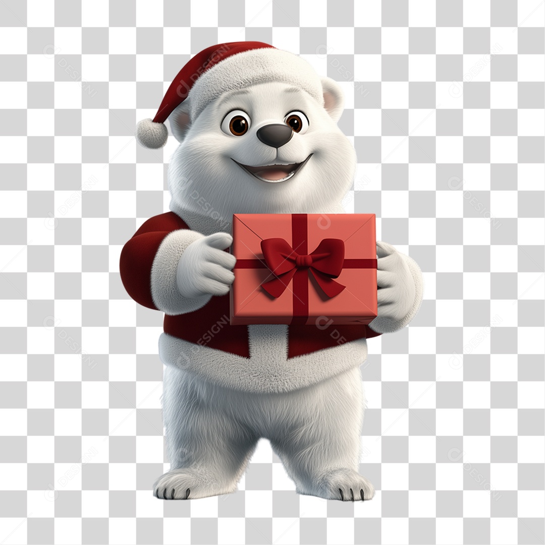 Urso Polar Com Fantasia de Natal PNG Transparente