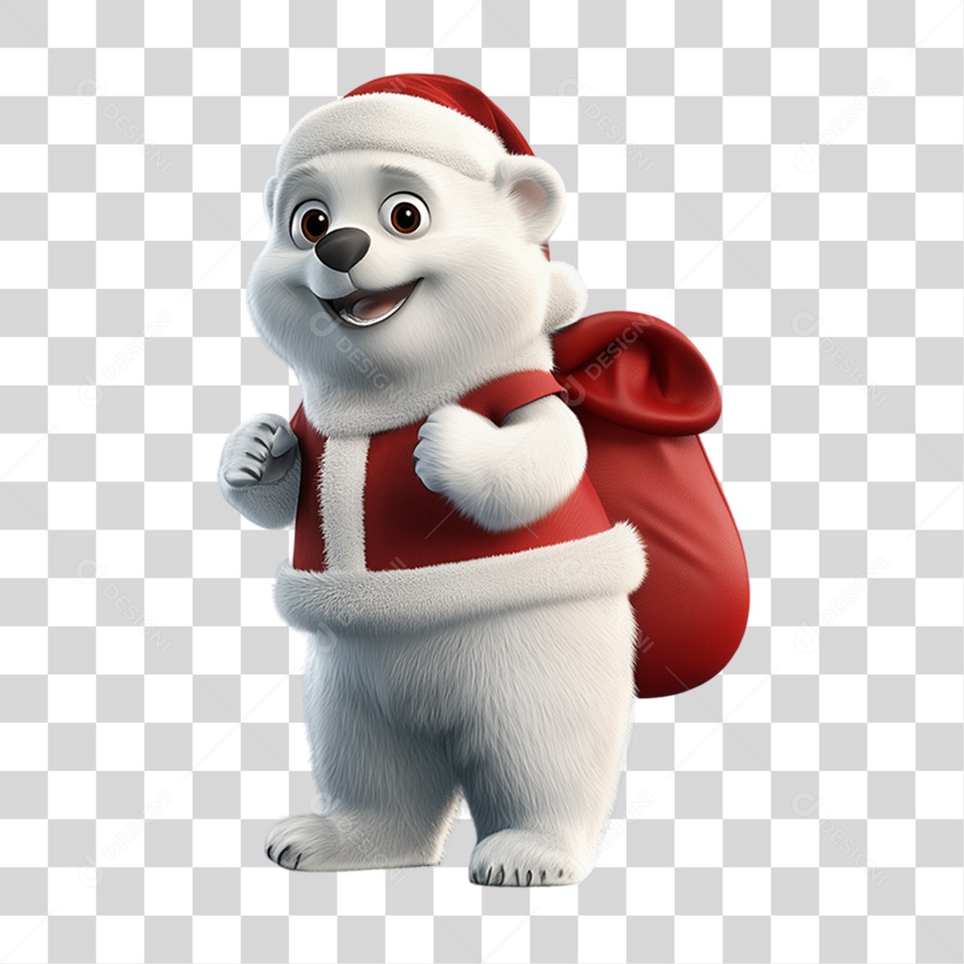 Urso Polar Com Fantasia de Natal PNG Transparente