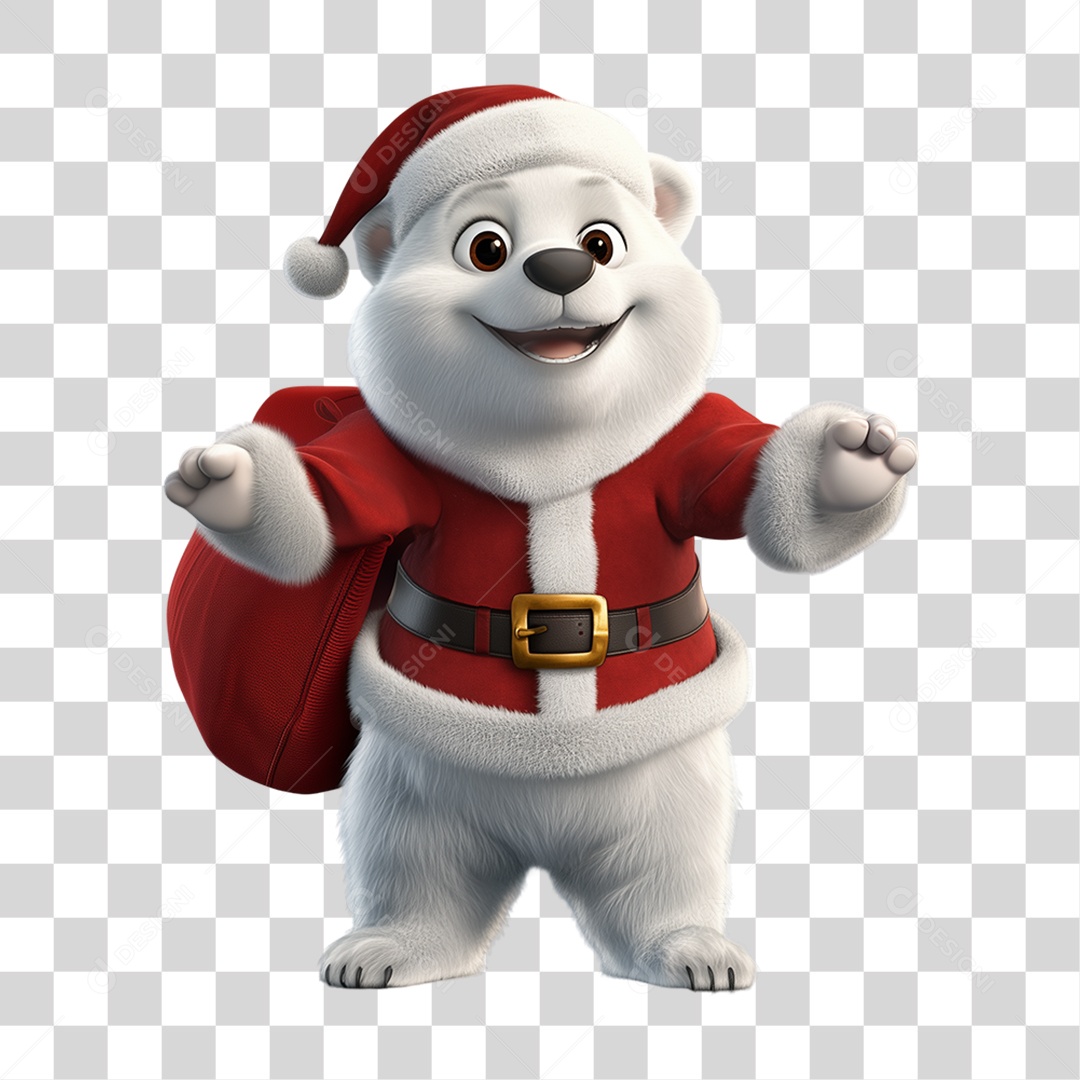 Urso Polar Com Fantasia de Natal PNG Transparente