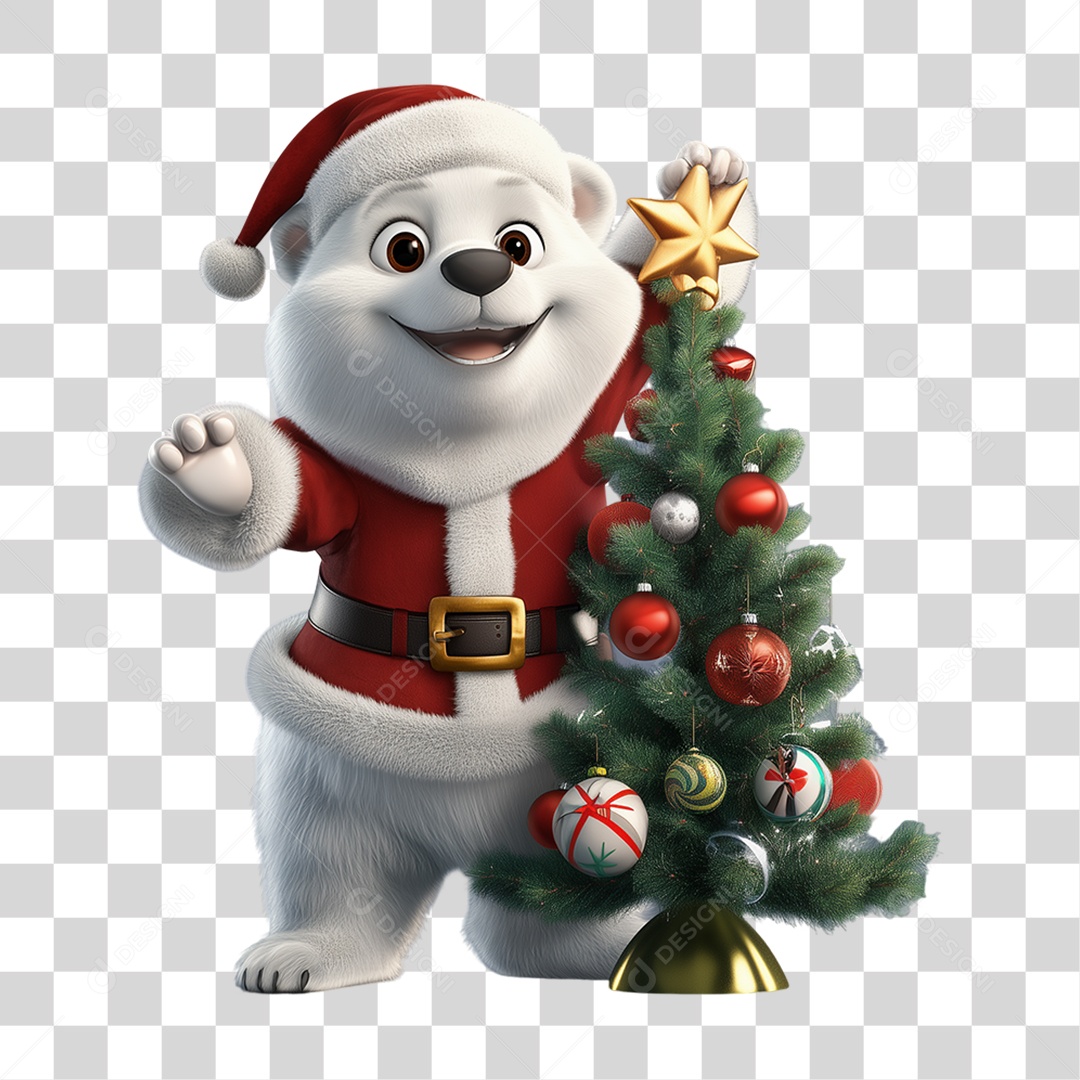 Urso Polar Decoração Natal PNG Transparente