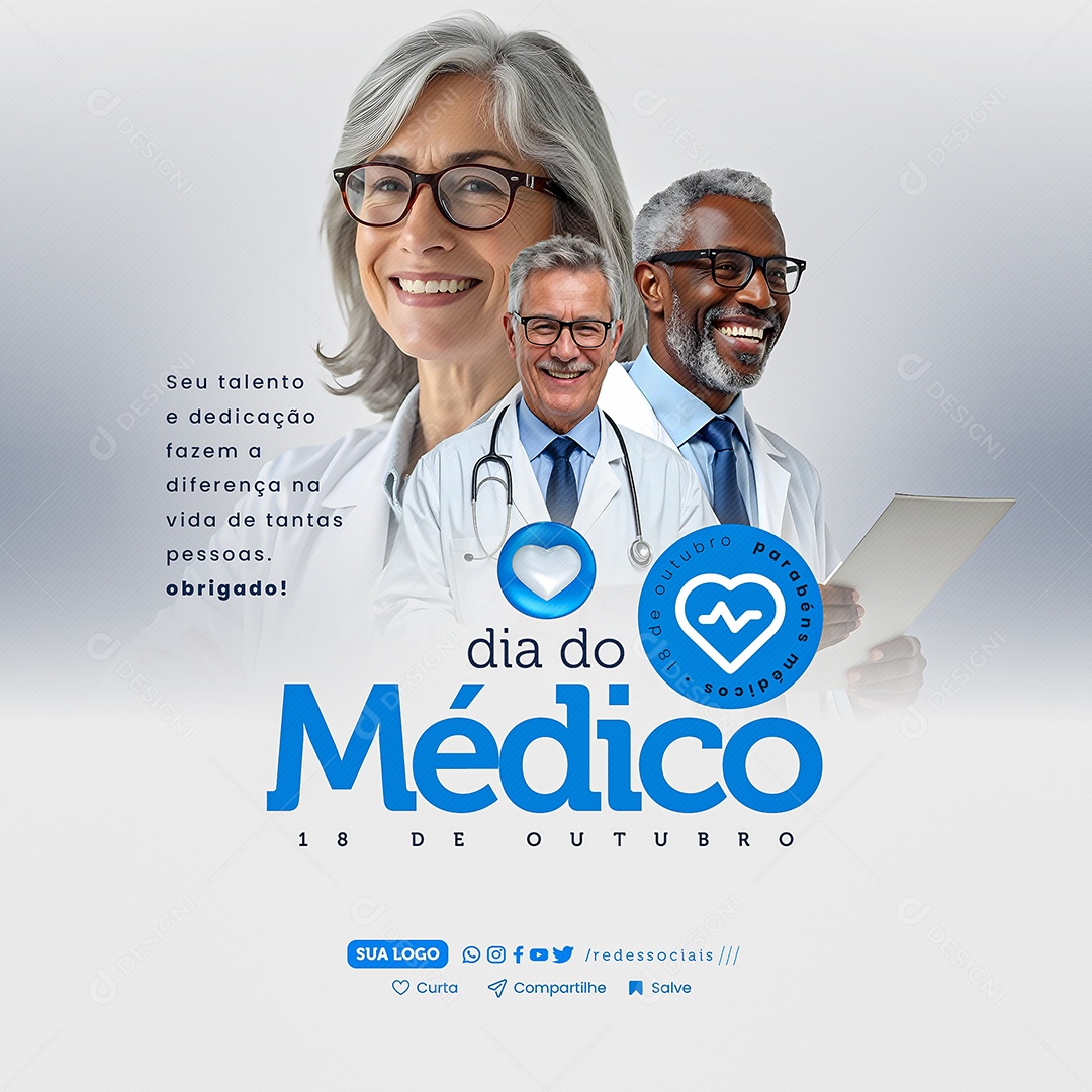 Dia do Médico 18 de Outubro Social Media PSD Editável