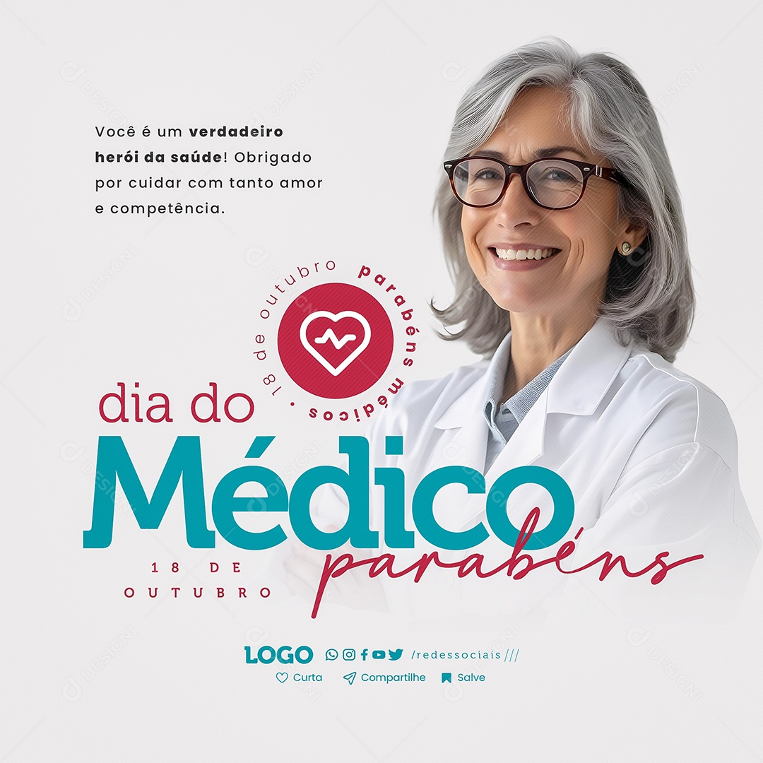 Dia do Médico 18 de Outubro Social Media PSD Editável