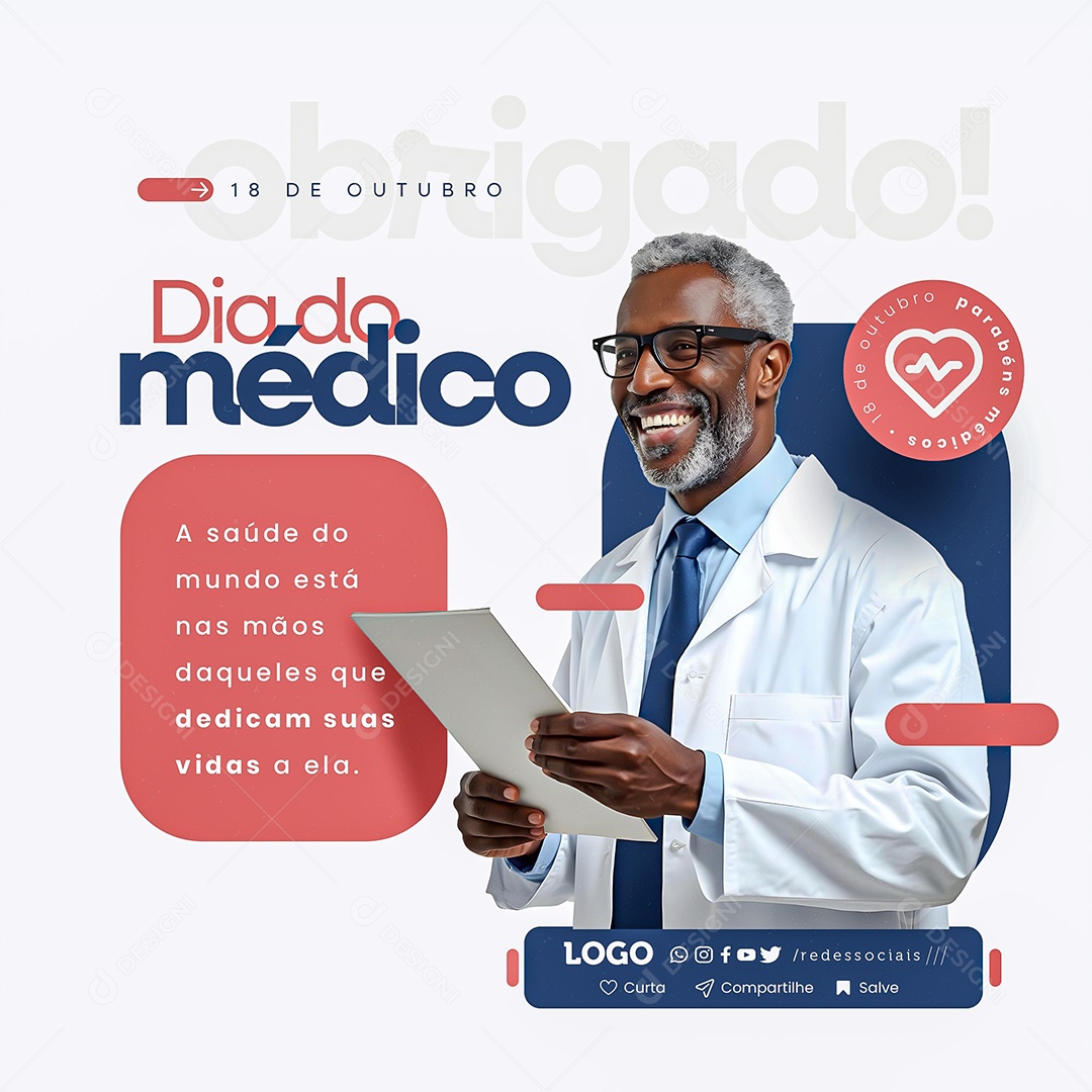 Feliz Dia do Médico 18 de Outubro Social Media PSD Editável