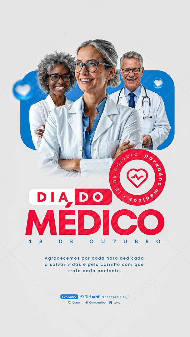 Feliz Dia do Médico 18 de Outubro Social Media PSD Editável