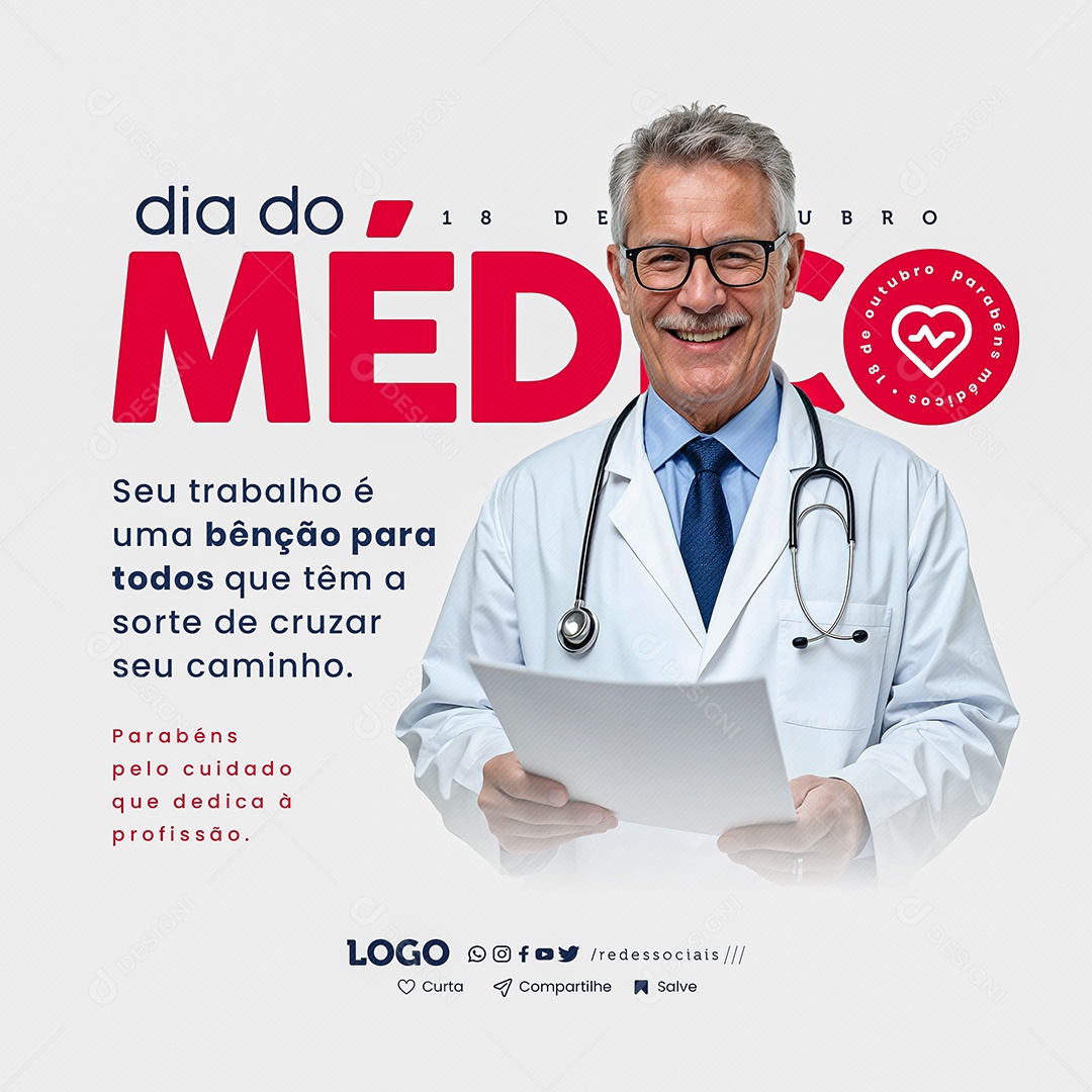 Dia do Médico 18 de Outubro Social Media PSD Editável