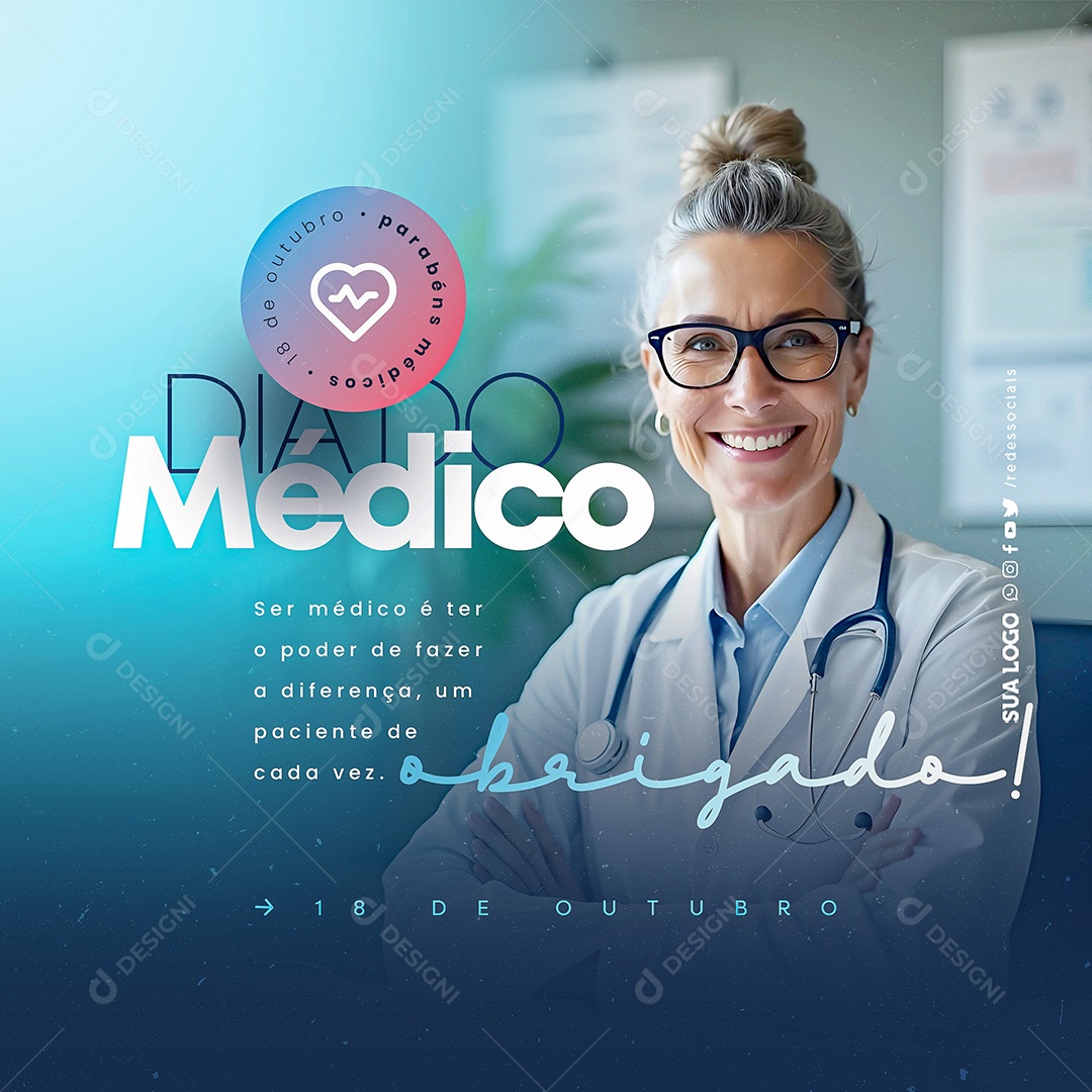 Dia do Médico 18 de Outubro Social Media PSD Editável