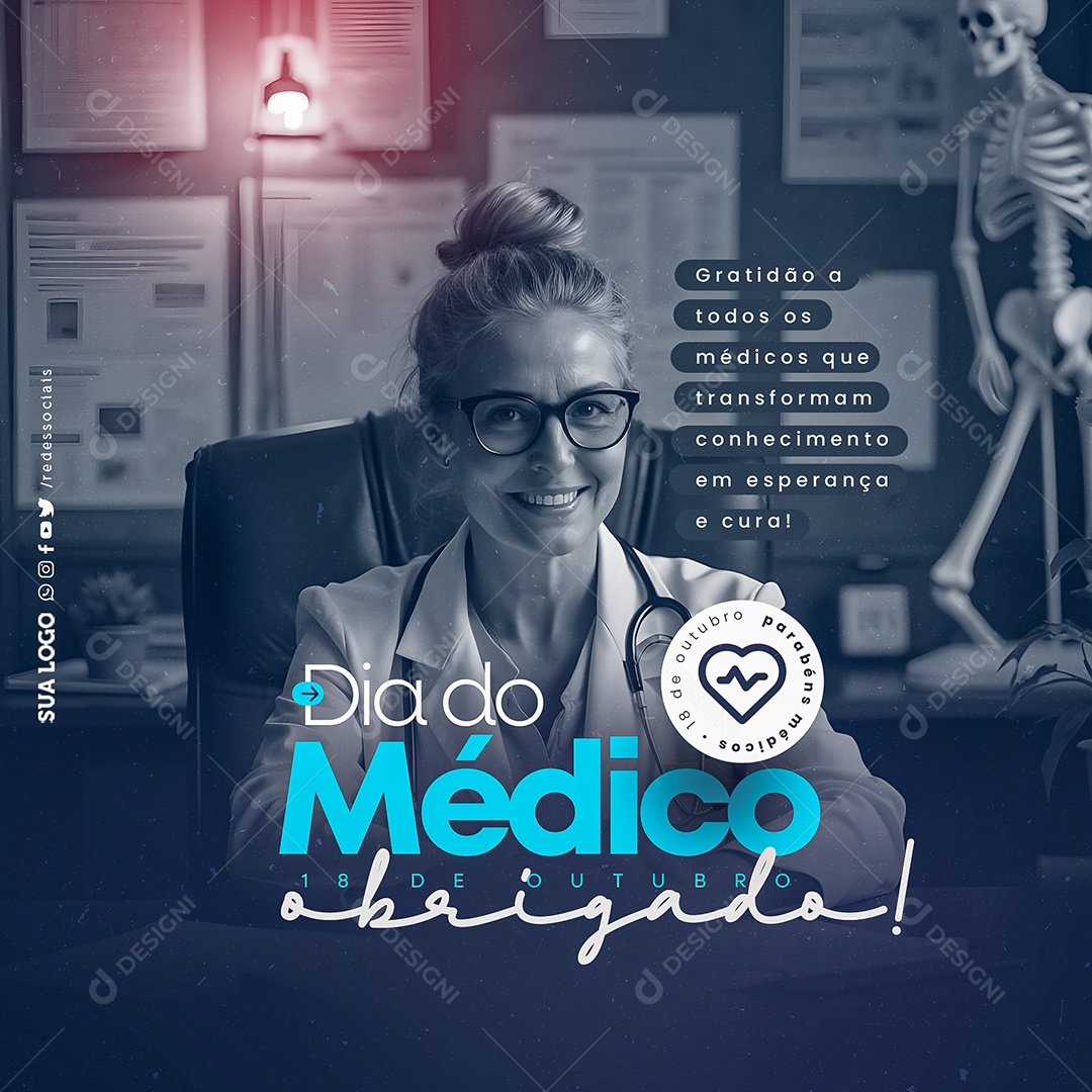 Dia do Médico 18 de Outubro Social Media PSD Editável
