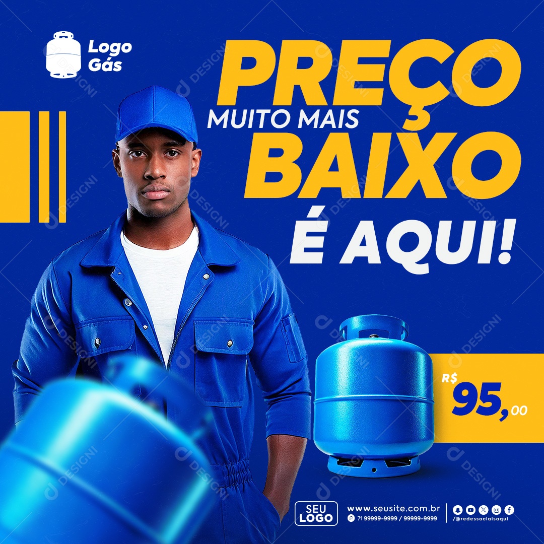 Distribuidora de Gás Preço Baixo Social Media PSD Editável