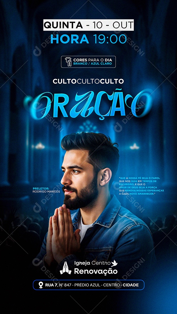 Story Flyer Gospel Culto Oração Social Media PSD Editável