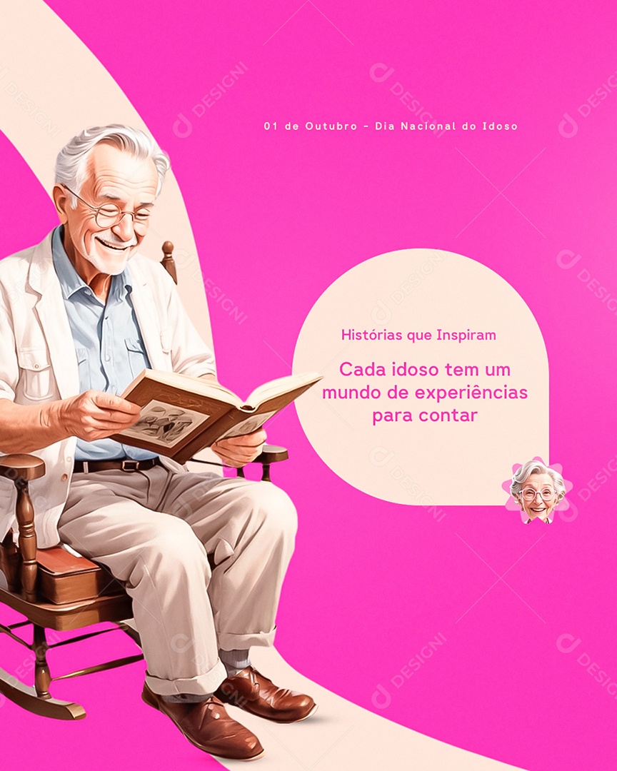 Dia do Idoso 01 de Outubro Parabéns Social Media PSD Editável