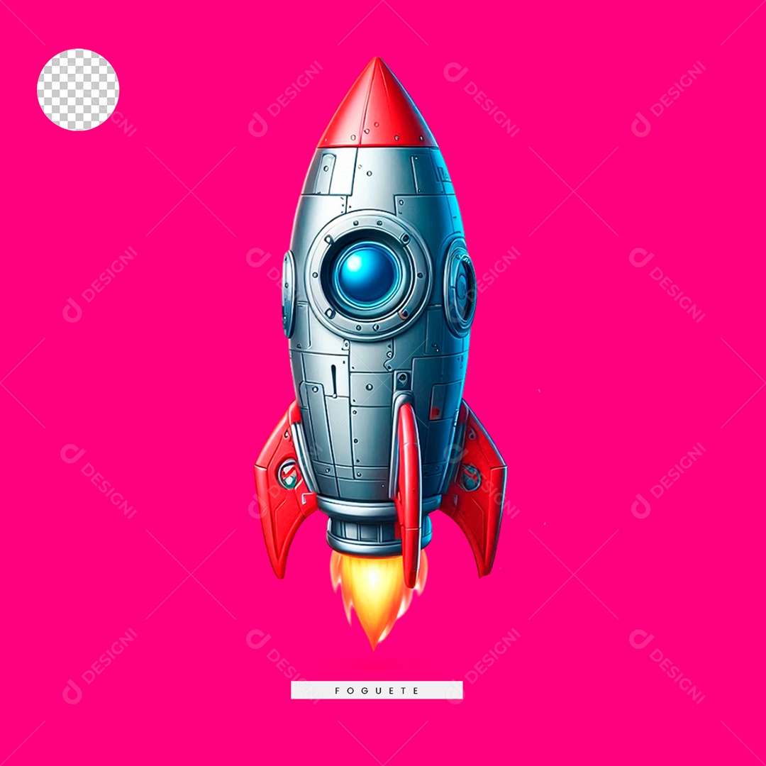 Elemento 3D Foguete Espacial para Composição PSD