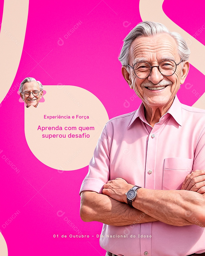 Dia do Idoso 01 de Outubro Parabéns Social Media PSD Editável