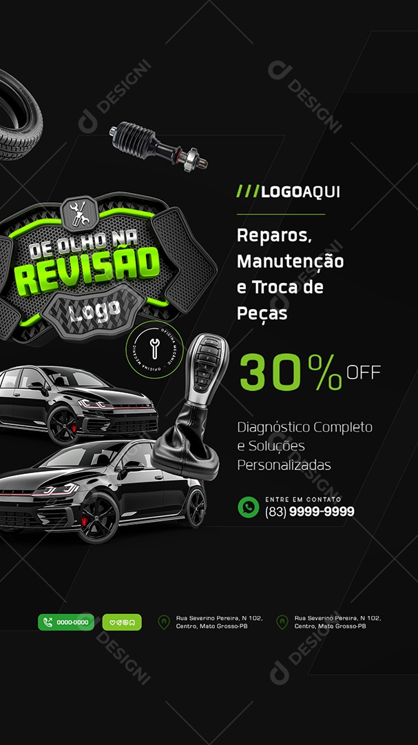 Story Oficina Mecânica De Olho na Revisão Reparos Manutenção Social Media PSD Editável