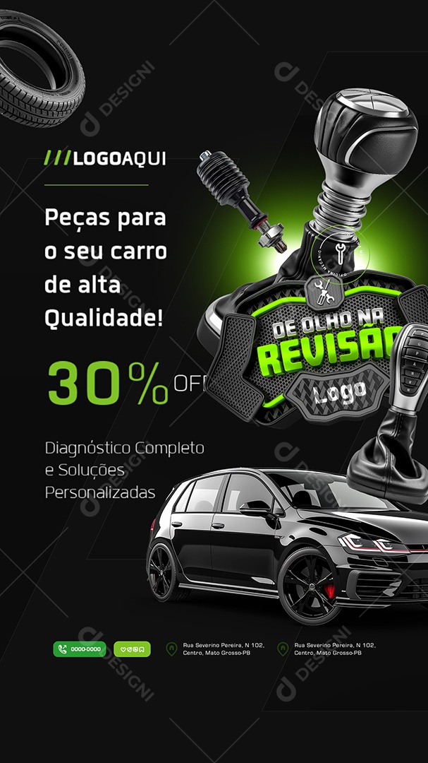 Story Oficina Mecânica De Olho na Revisão 30% Off Social Media PSD Editável