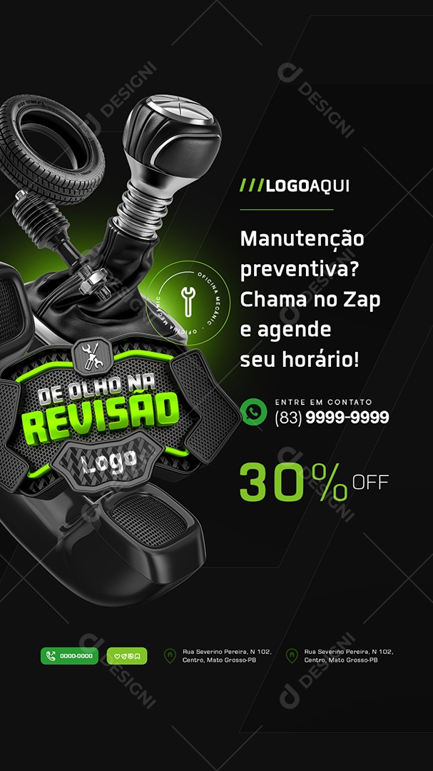 Story Oficina Mecânica De Olho na Revisão Manutenção Preventiva Social Media PSD Editável