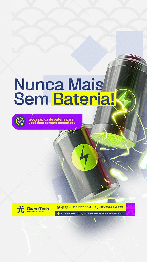 Story Assistência de Celular Nunca Mais Sem Bateria Social Media PSD Editável