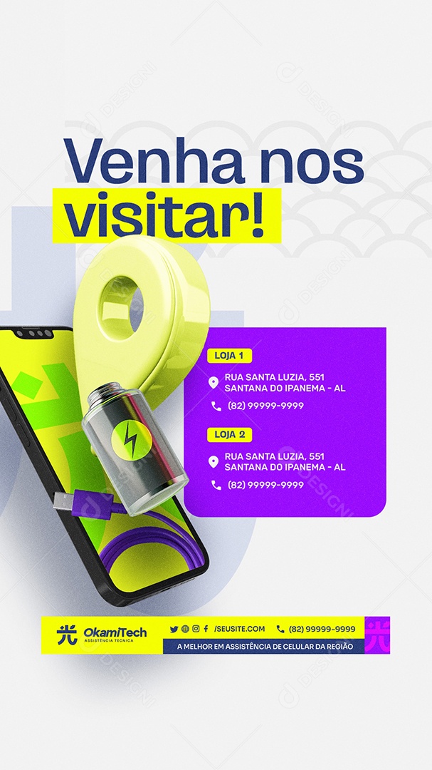 Story Assistência de Celular Venha nos Visitar Social Media PSD Editável