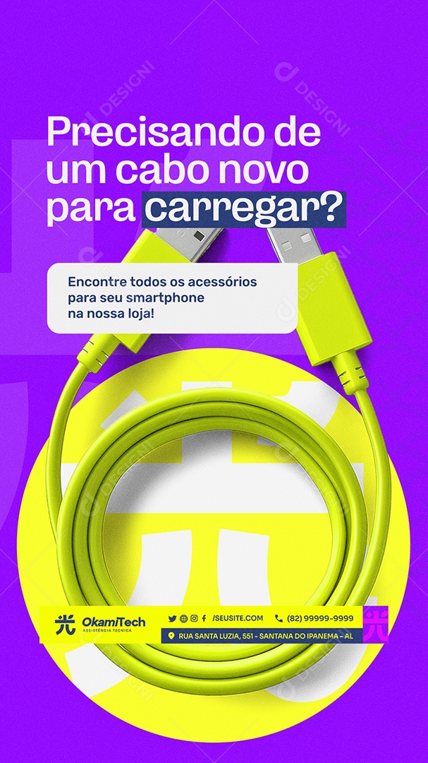 Story Assistência de Celular Precisando de Um Cabo Novo Social Media PSD Editável